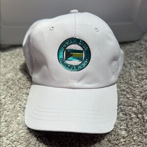 Ahead Ocean Club Paradise Island White Golf Hat metallic Bahamas Flag patch